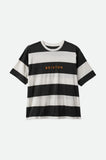 BRIXTON HILT ALPHA LINE S/S TEE - Off White/Washed Black/Paradise Orange