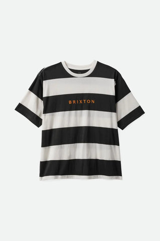 BRIXTON HILT ALPHA LINE S/S TEE - Off White/Washed Black/Paradise Orange