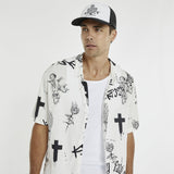 KISS CHACEY Medina Relaxed Short Sleeve Shirt - Black/White