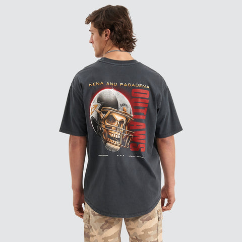 NENA AND PASADENA Outlaws Heavy Box Fit Scoop Tee Pigment Anthracite Black