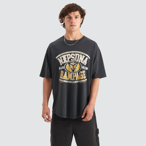 NENA AND PASADENA Rampage Heavy Box Fit Scoop T-Shirt - Pigment Black