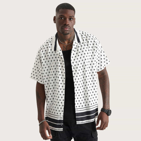 KISS CHACEY STAMP RELAXED RESORT SHIRT - Black/White