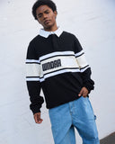 WNDRR STUDIO PANEL RUGBY POLO - FADED BLACK