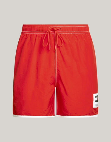 TOMMY HILFIGER UM0UM03149_XM9 Contrast Mid Length Slim Swim Shorts - Hot Heat