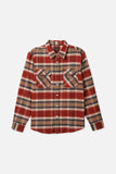 BRIXTON BOWERY STRETCH L/S UTILITY FLANNEL - Burnt Henna/Bright Gold/Black