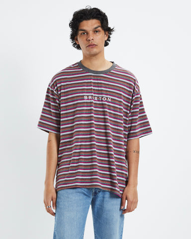 BRIXTON HILT BOXY ALPHA LINE TEE - Viva Stripe