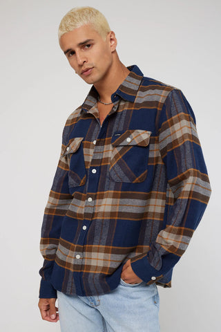BRIXTON BOWERY L/S FLANNEL - Joe Blue