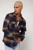 BRIXTON BOWERY L/S FLANNEL - Joe Blue
