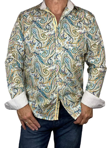 Jimmy Stuart EDEN PAISLEY L/S SHIRT - Beige/Green
