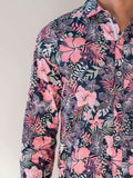 Jimmy Stuart HIBISCUS HAWAIIAN L/S SHIRT - Pink/Navy