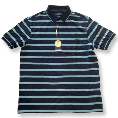 Bridgeport B2286 Stripe Polo - Navy/Sage