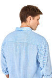 INDUSTRIE The Baker Linen L/S Shirt - Blue & White Stripe