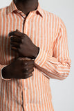 JAMES HARPER JHS386 DOUBLE STRIPE LINEN SHIRT - Koi