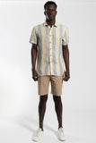 James Harper JHS389 MULTI STRIPE S/S SHIRT - Khaki