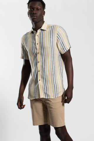 James Harper JHS389 MULTI STRIPE S/S SHIRT - Khaki