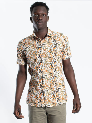 James Harper JHS394 SPRING LEAVES S/S SHIRT - Sand