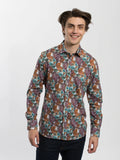 James Harper JHS412 Foliage Long Sleeve Shirt - Rhubarb
