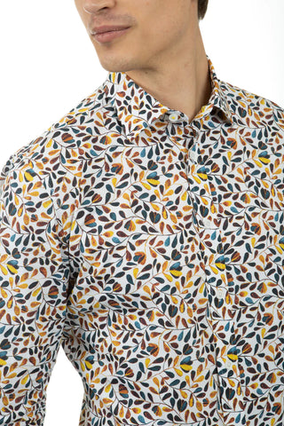 James Harper JHS445 L/S Oval Leaf Poplin Shirt