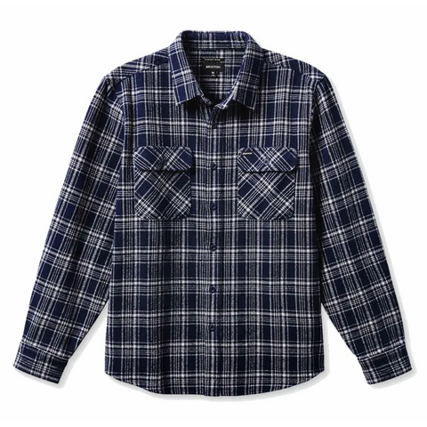 BRIXTON Bowery Heavy Weight LS Flannel - Navy/Grey