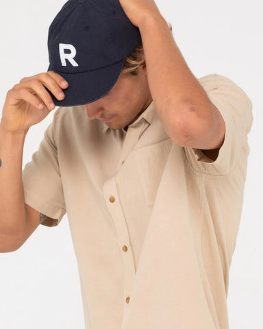 RUSTY OVERTONE SHORT SLEEVE LINEN SHIRT - Light Fennel
