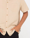 RUSTY OVERTONE SHORT SLEEVE LINEN SHIRT - Light Fennel
