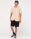 RUSTY OVERTONE SHORT SLEEVE LINEN SHIRT - Light Fennel