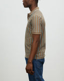 Brixton Proper Vertical short Sleeve Polo Knit - Twig/Teal