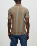 Brixton Proper Vertical short Sleeve Polo Knit - Twig/Teal