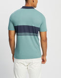 BRIXTON Shield Stripe X Knit SS Polo - Ocean/Washed Navy