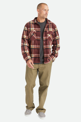 Brixton Bowery LS Arctic Stretch Fleece - Mahogany Plaid