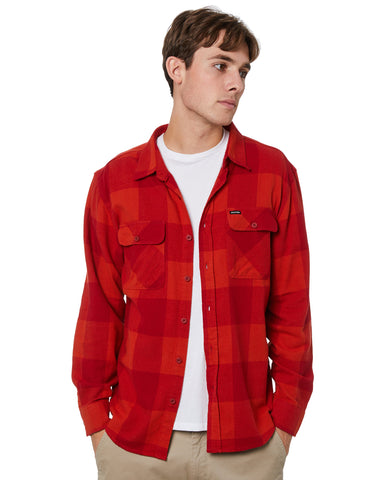 BRIXTON LW BOWERY LS FLANNEL SHIRT - Crimson/Aurora Red