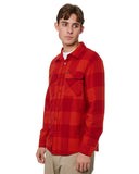 BRIXTON LW BOWERY LS FLANNEL SHIRT - Crimson/Aurora Red