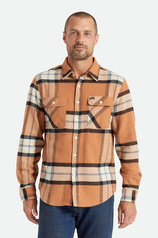 BRIXTON BOWERY L/S FLANNEL - Mocha Plaid