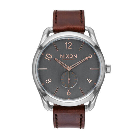 Nixon C45 Leather Watch - Gray / Rose Gold