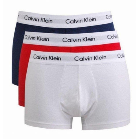 CK 2664 COTTON STRETCH 3 PACK LOW RISE TRUNK - WHITE/RED/NAVY