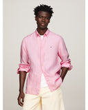 TOMMY HILFIGER MW0MW34602_TJS Pigment Dyed Linen Regular Fit Shirt - Pink Crystal