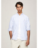 TOMMY HILFIGER MW0MW37301_0A4 Oxford Bold Stripe LS Shirt - White Base/Blue Stripe