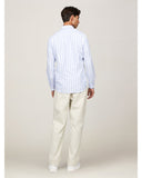 TOMMY HILFIGER MW0MW37301_0A4 Oxford Bold Stripe LS Shirt - White Base/Blue Stripe