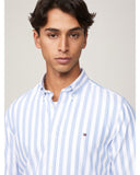 TOMMY HILFIGER MW0MW37301_0A4 Oxford Bold Stripe LS Shirt - White Base/Blue Stripe