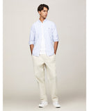 TOMMY HILFIGER MW0MW37301_0A4 Oxford Bold Stripe LS Shirt - White Base/Blue Stripe