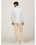 TOMMY HILFIGER MW0MW37301_0CD Oxford Bold Stripe LS Shirt - White Base/Green Stripe