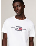 TOMMY HILFIGER MW0MW36455_YBR&nbsp;HILFIGER FLAG EMBRO TEE - White