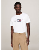 TOMMY HILFIGER MW0MW36455_YBR&nbsp;HILFIGER FLAG EMBRO TEE - White