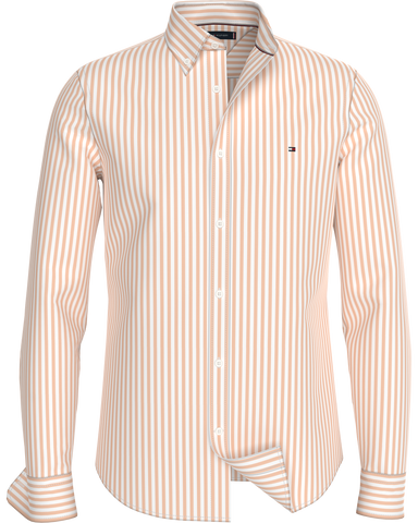 TOMMY HILFIGER MW0MW34573_0FA CLASSIC POPLIN STRIPE LS SHIRT - Ivory/Desert Sky