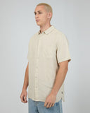 SILENT THEORY 40X0171 Short Sleeve Linen Shirt II - Natural