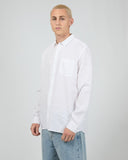 SILENT THEORY 40X0172 Long Sleeve Linen Shirt II - White