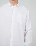 SILENT THEORY 40X0172 Long Sleeve Linen Shirt II - White