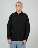 SILENT THEORY 40X0172 Long Sleeve Linen Shirt II - Black