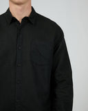 SILENT THEORY 40X0172 Long Sleeve Linen Shirt II - Black