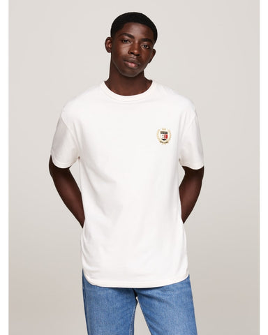 TOMMY JEANS DM0DM19687_YBH Logo Embroidery Crew Neck T-Shirt - Ancient White